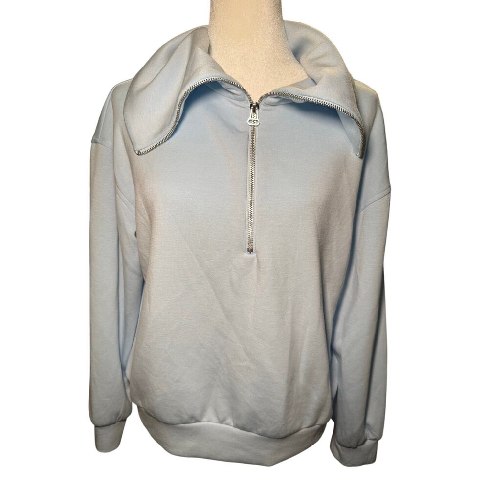 Wonderly Blue Scuba Knit Pullover Sweatshirt, Oversized, Women's Large, NWT